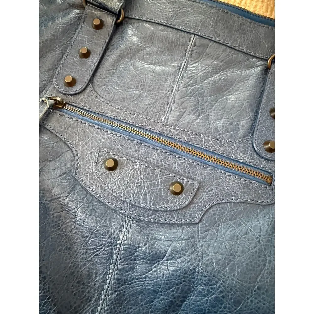 BALENCIAGA Vintage Weekender XL City Bag Blue Moto